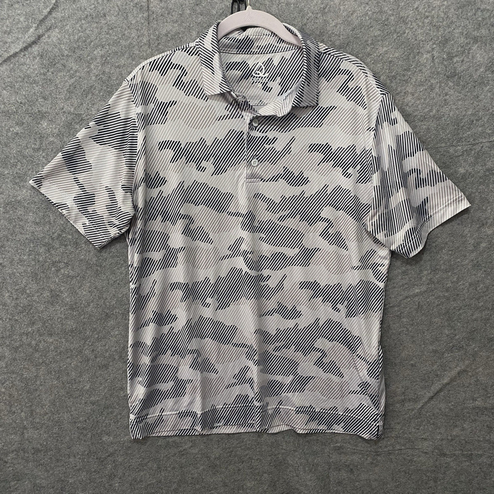 Deolax Polo Shirt Mens Sz M Gray Camo Golf Performance‎ Stretch
